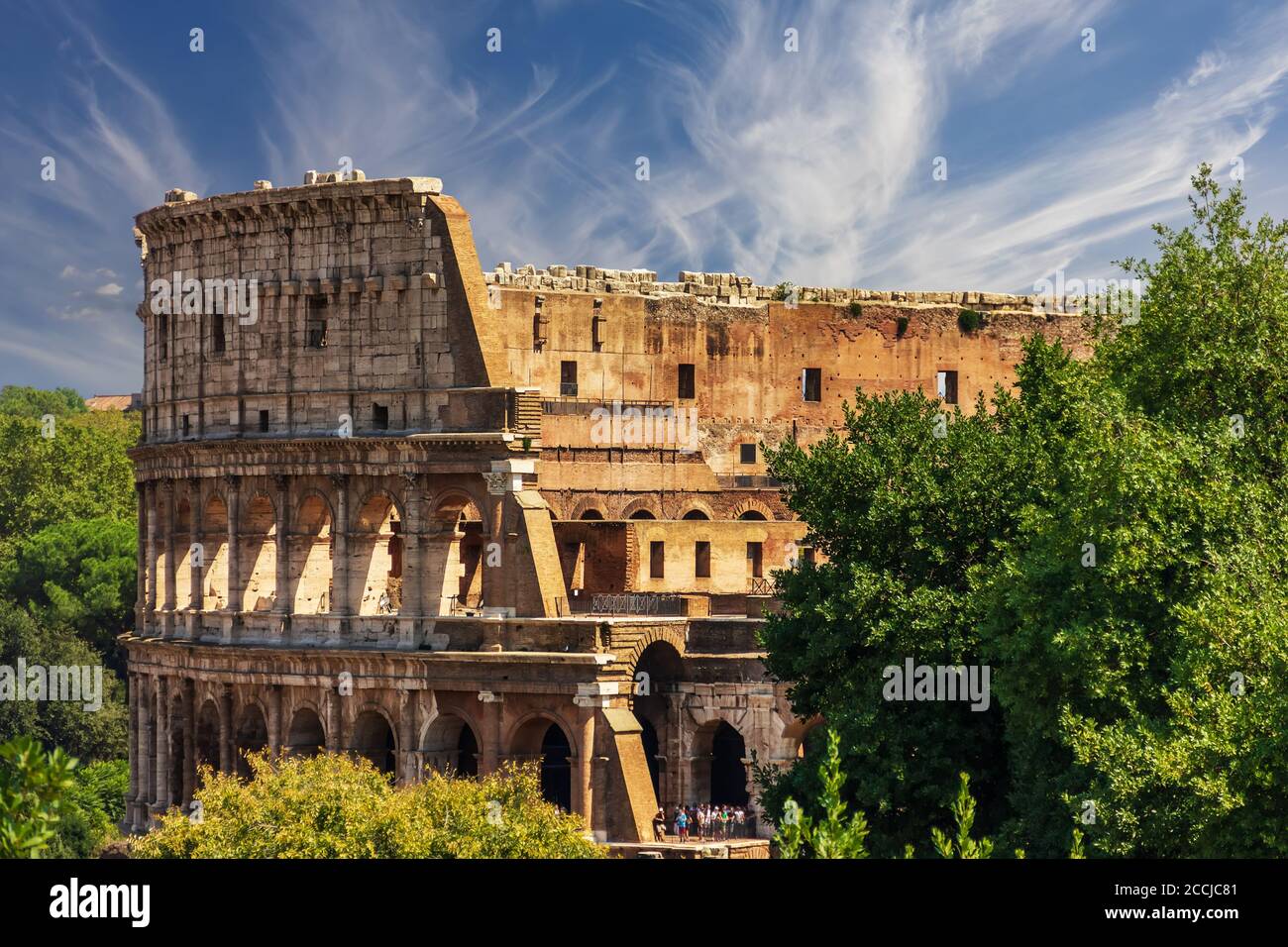 Roman Colosseum, view from the Forum on the Capitoline Hill, Italy Stock Photo