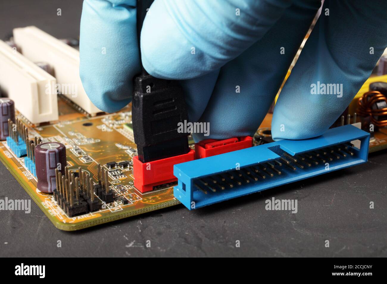 serial ata connection of cable with computer motherboard, selective