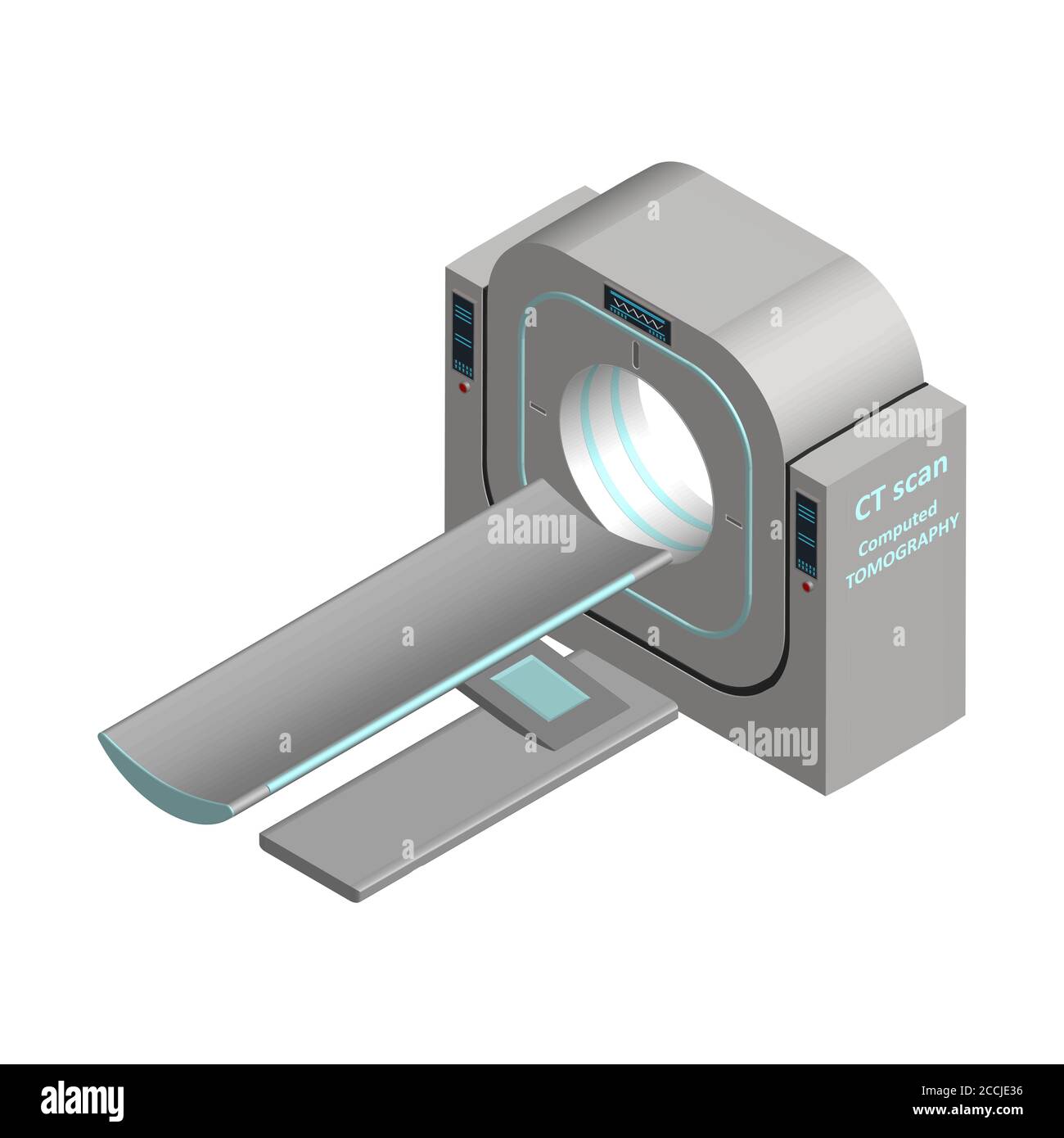 Isometric сomputer tomograph isolated on a white background. MRI / CT scan. Magnetic resonance imaging for detecting internal damage. Stock Vector