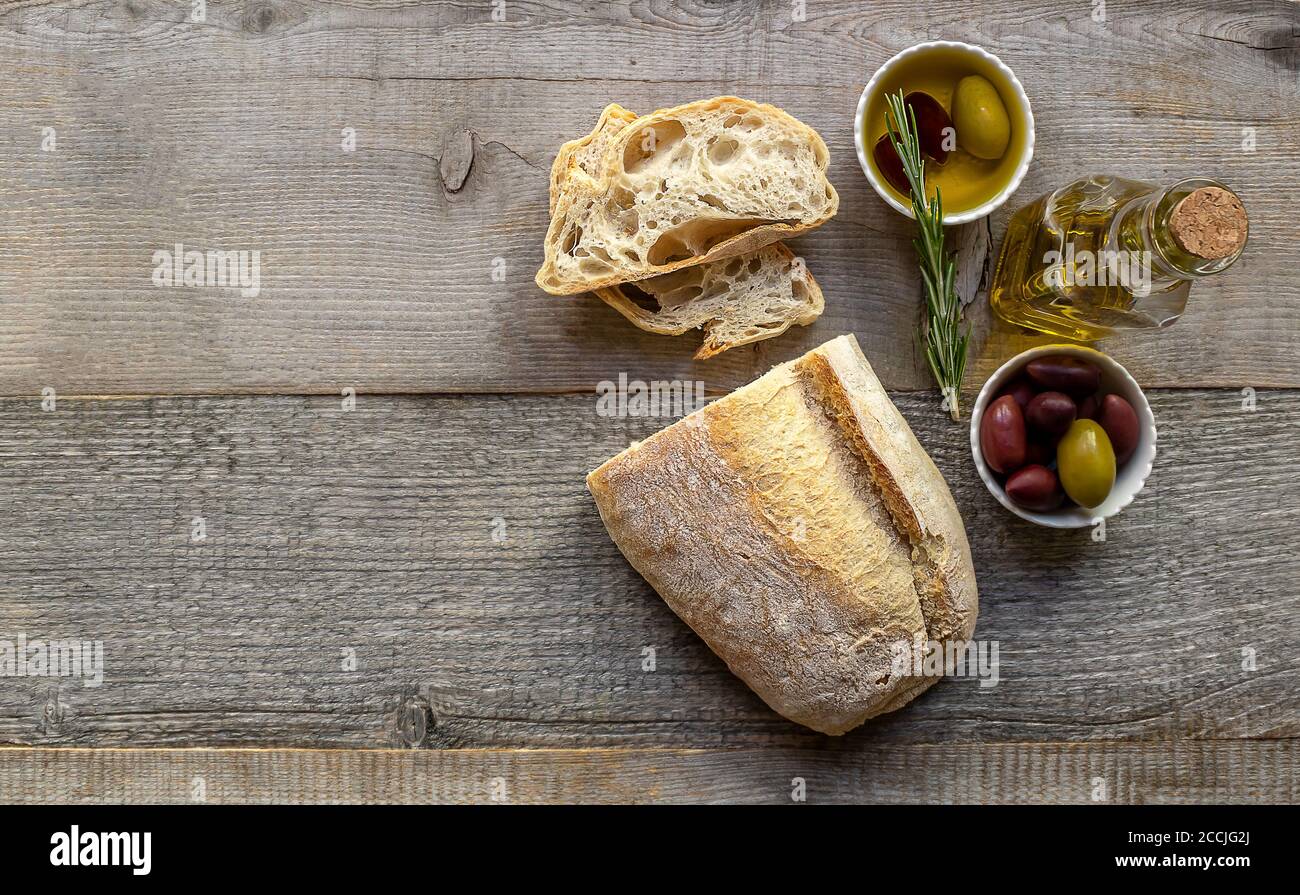Fresh Italian ciabatta bread with olive oil Stock Photo Alamy