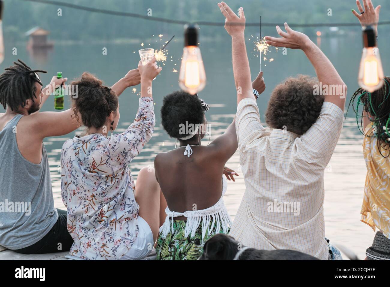 Rear view crowd arms hi-res stock photography and images - Alamy