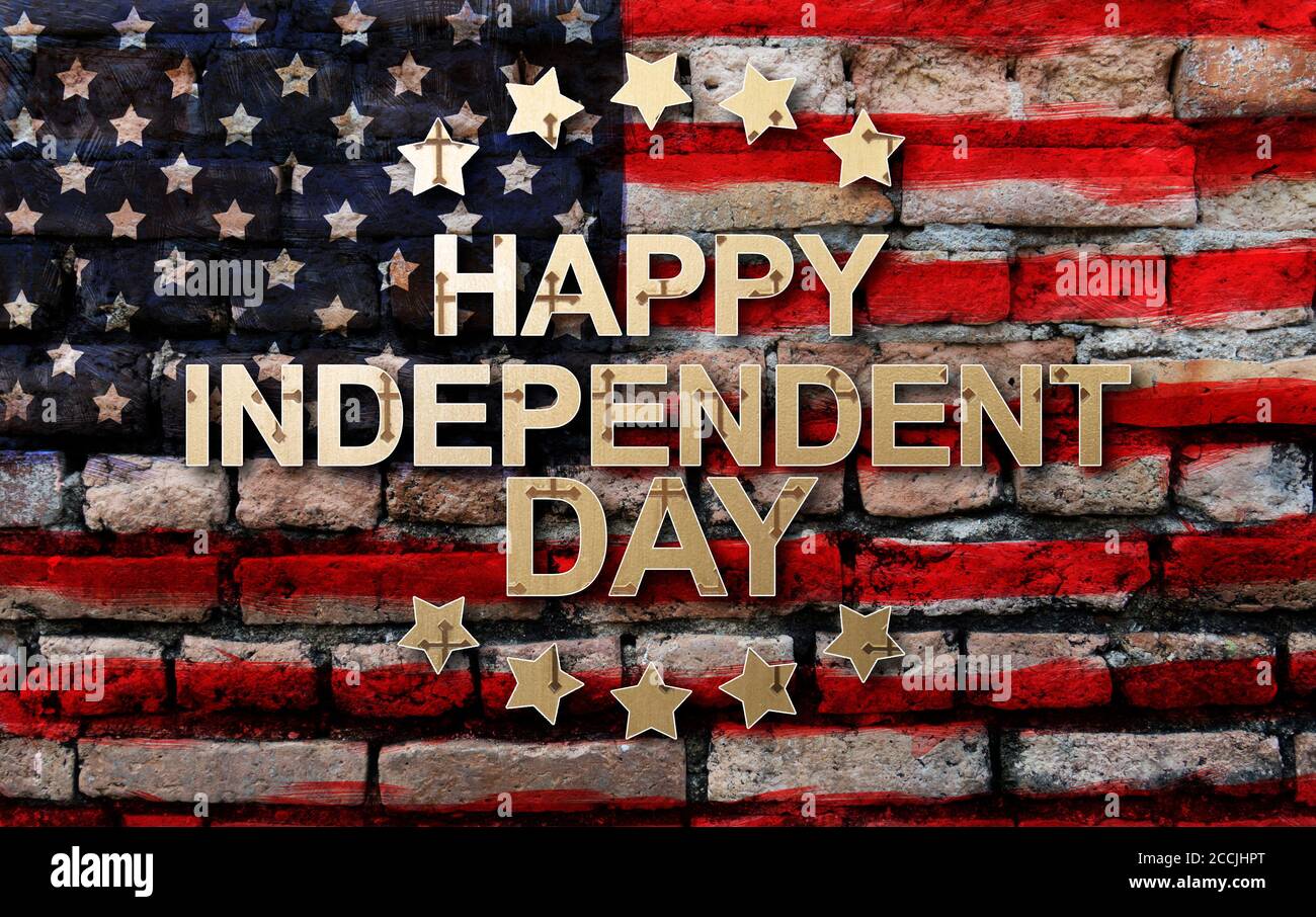 Fourth of July. Happy Independence Day of the USA on America flag ...