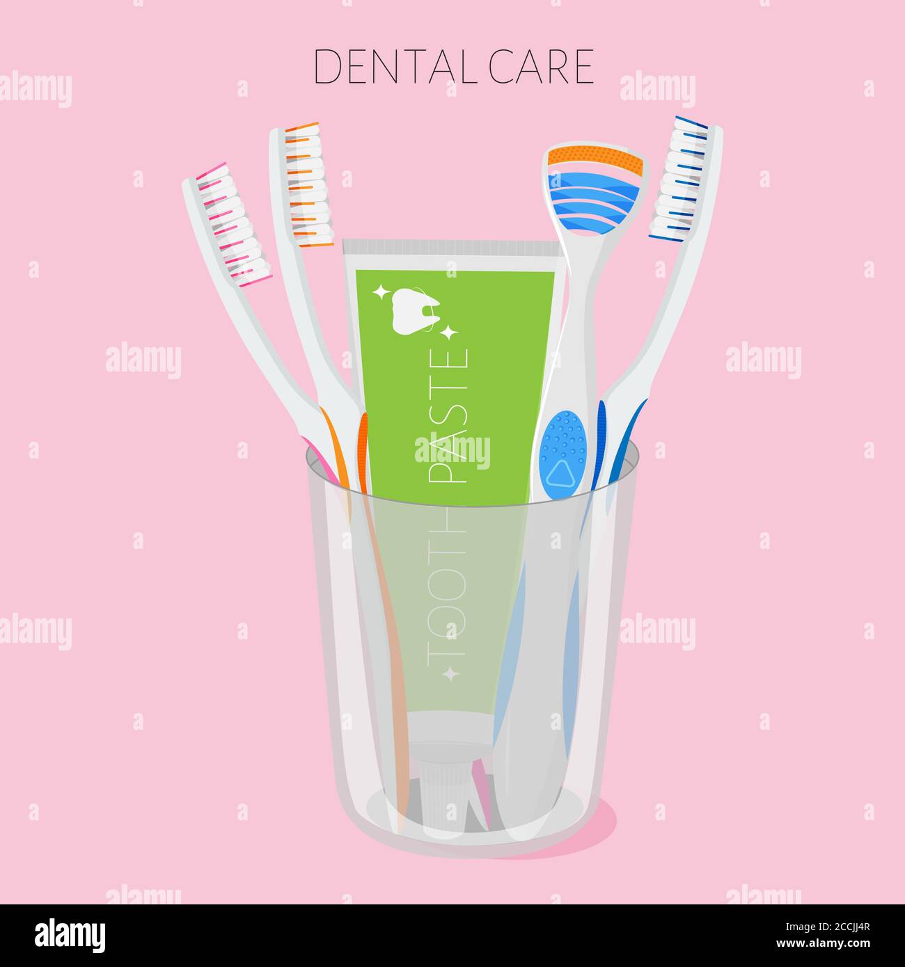 Vector set of elements in a glass, for dental care and healthy teeth ...