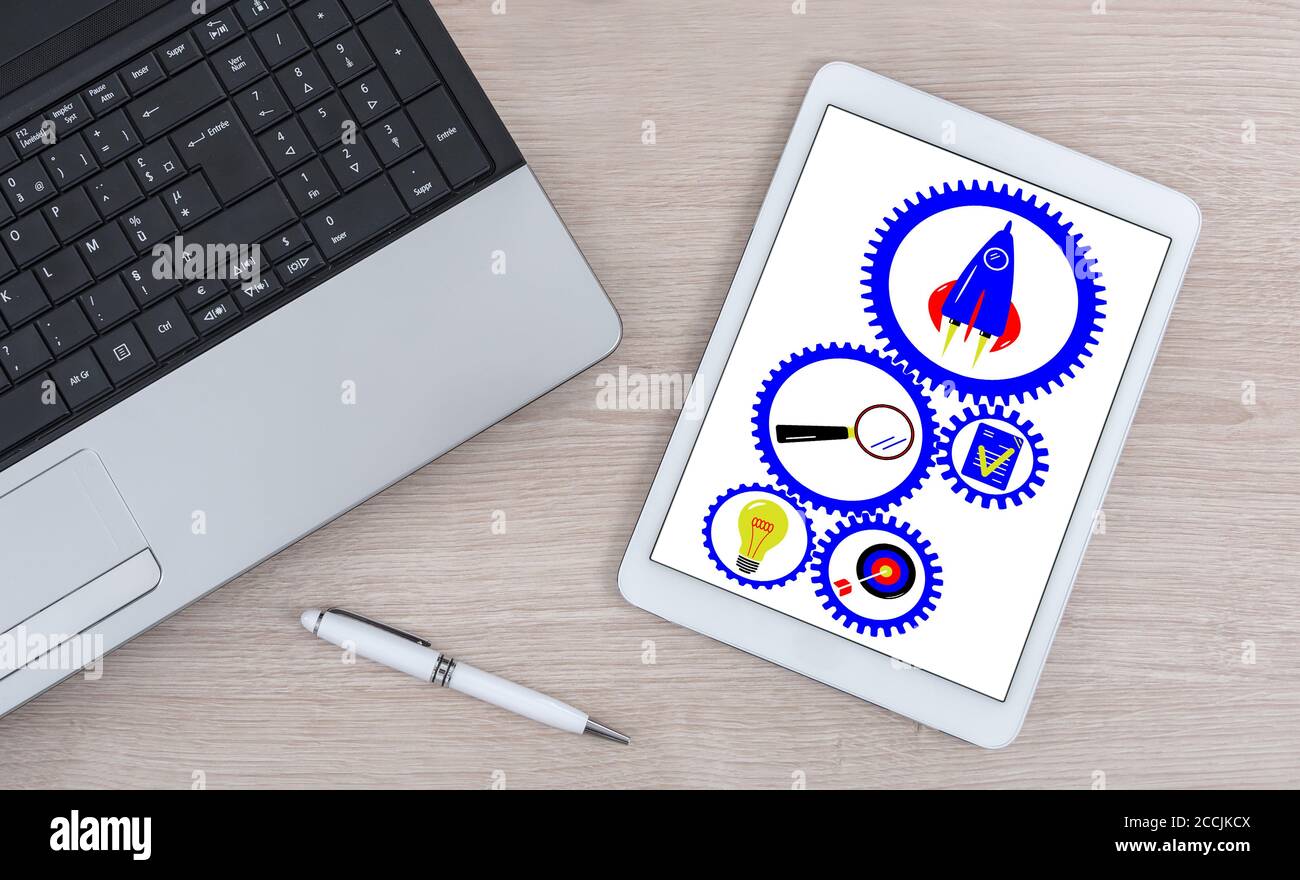Business process concept shown on a digital tablet Stock Photo