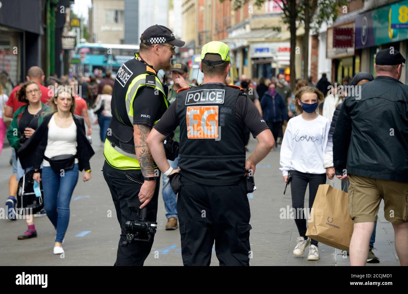Police, EG designation, in street for protest, in Nottingham Stock Photo