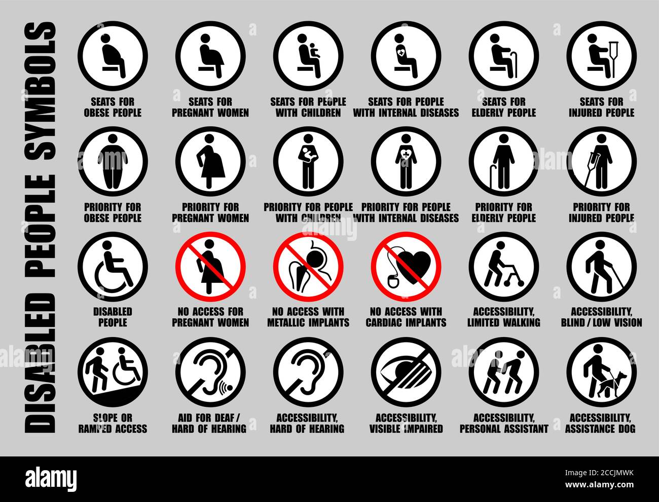 Disabled signs symbols