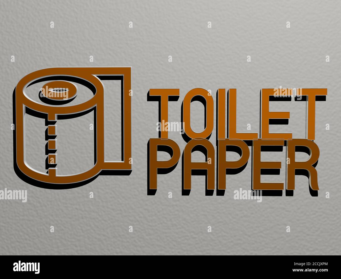 toilet paper icon and text on the wall, 3D illustration Stock Photo - Alamy