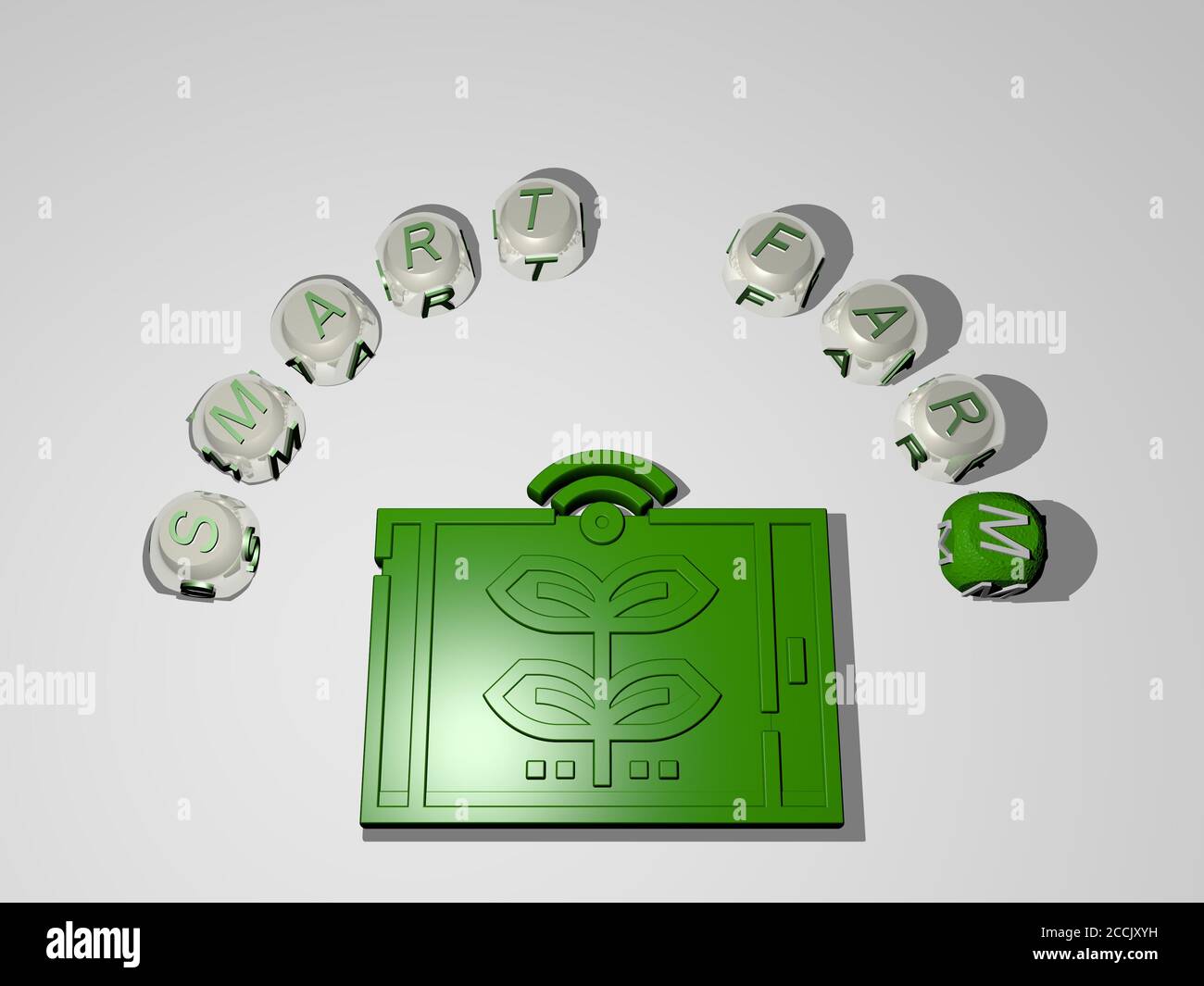 SMART FARM 3D icon surrounded by the text of cubic letters, 3D ...
