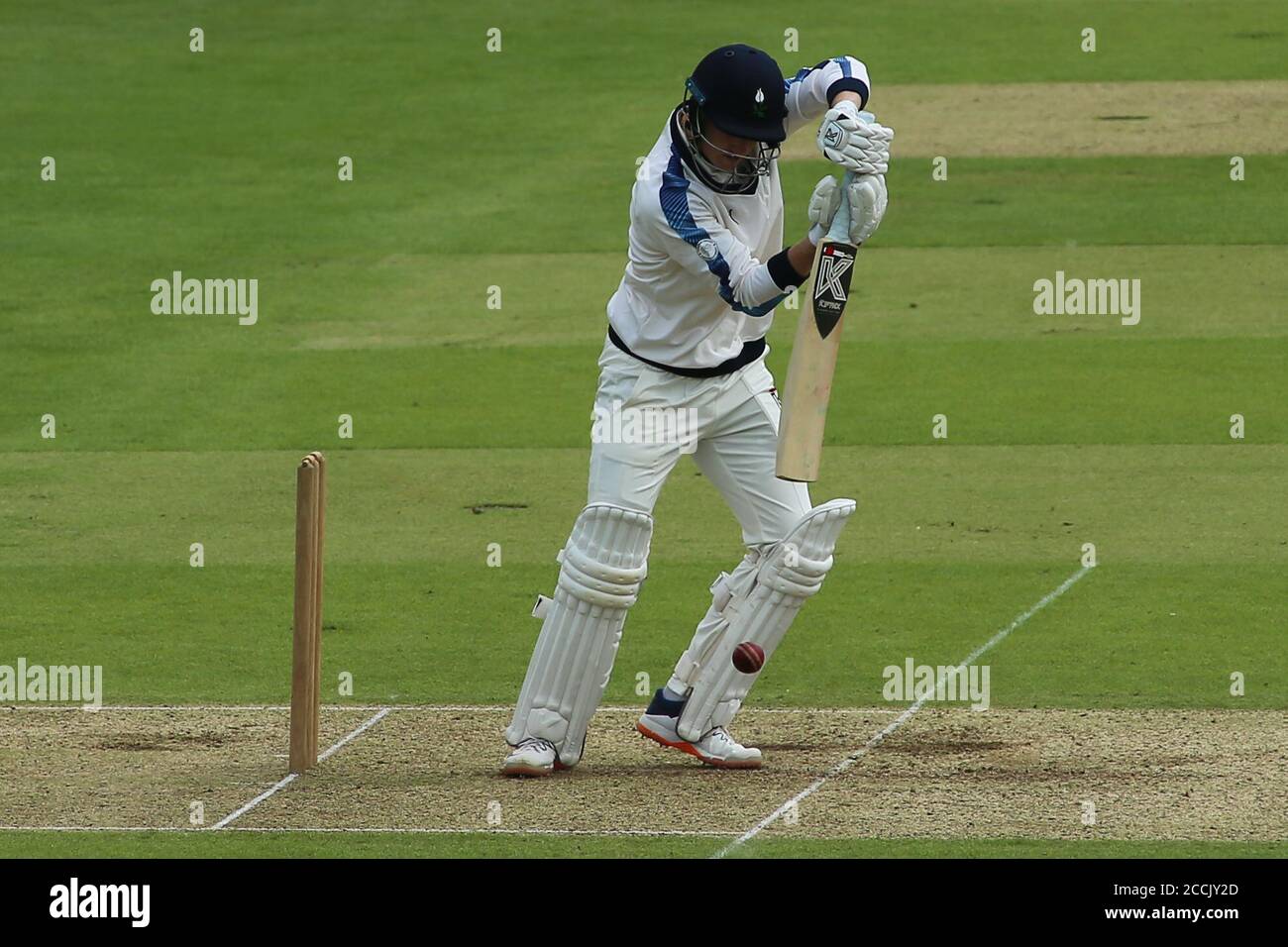 Yorkshire County Cricket, Emerald Headingley Stadium, Leeds, West Yorkshire, 23th August 2020. Bob Willis Trophy - Yorkshire County Cricket Club vs Lancashire County Cricket Club, Day 2. Yorkshire's Harry Brooks batting. Credit: Touchlinepics/Alamy Live News Stock Photo