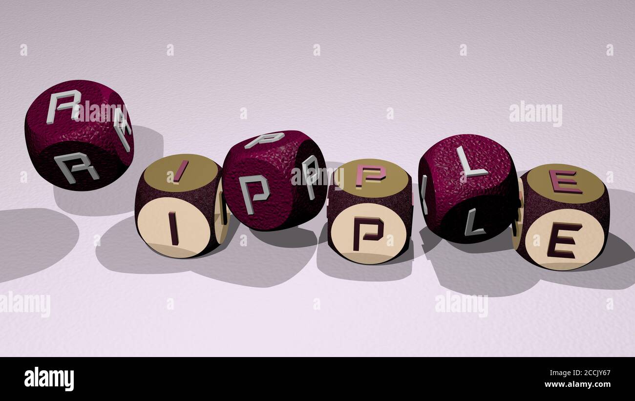 ripple text by dancing dice letters, 3D illustration Stock Photo - Alamy