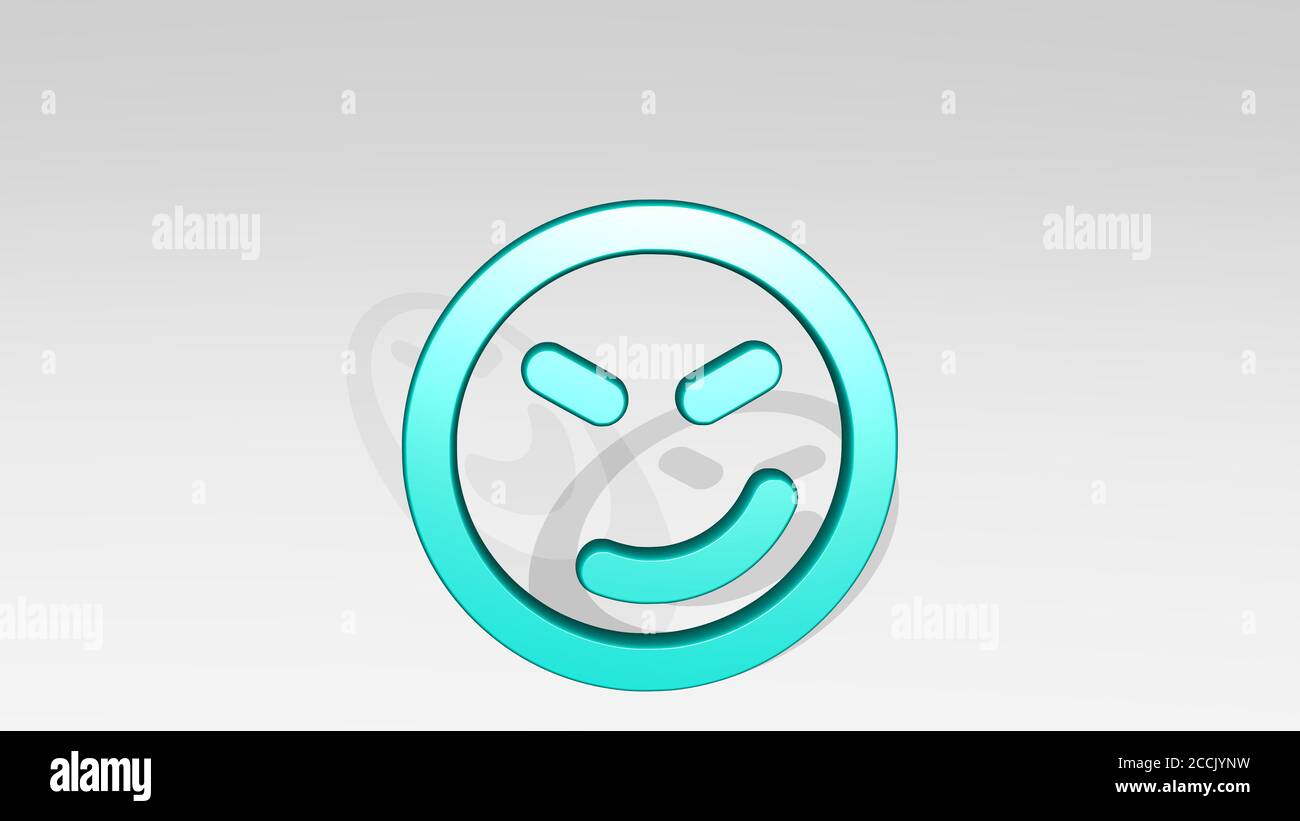 SMILEY NASTY ALTERNATE 3D icon casting shadow, 3D illustration Stock Photo