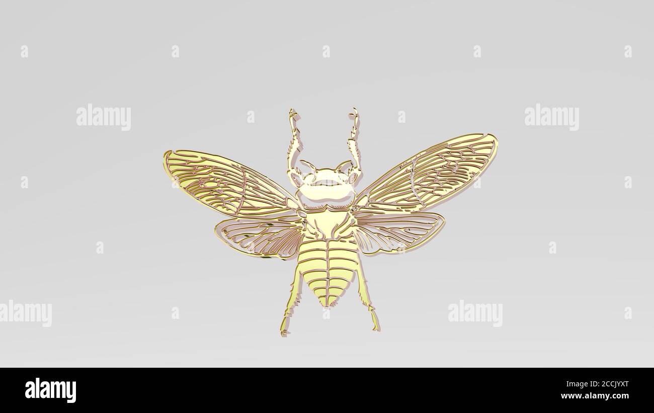 insect fly from a perspective on the wall A thick sculpture made of ...