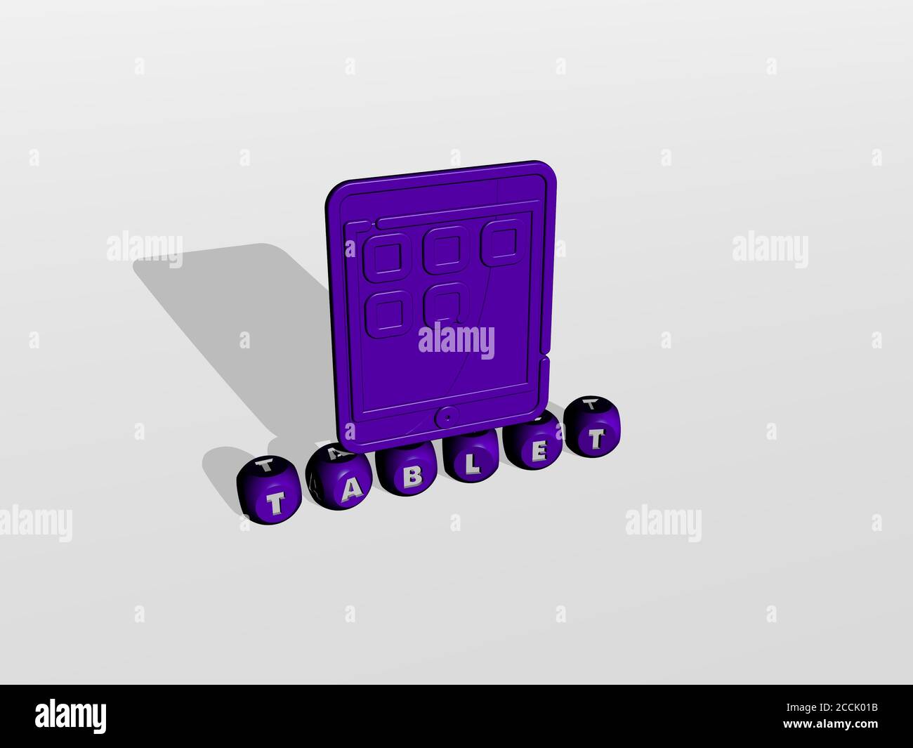 TABLET cubic letters with 3D icon on the top, 3D illustration Stock ...
