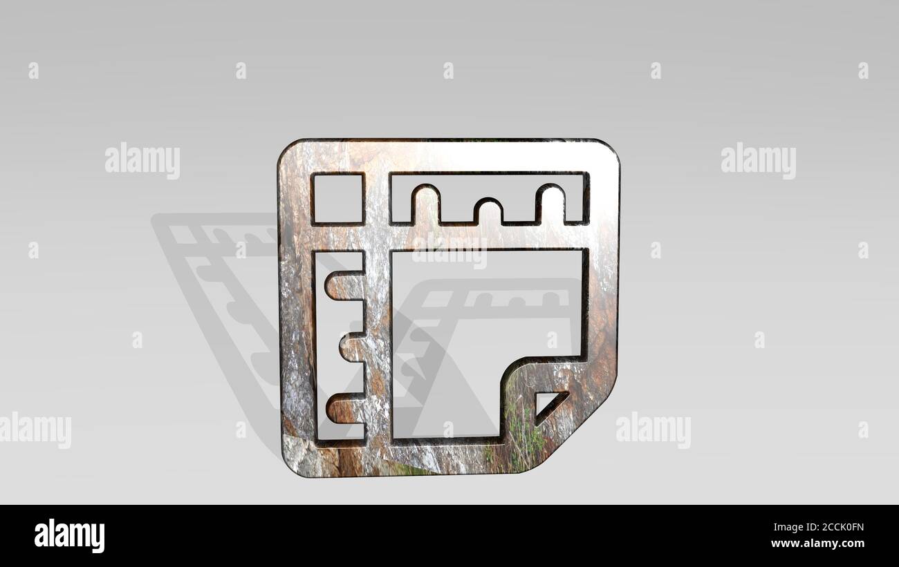 grid ruler 3D icon standing on the floor, 3D illustration Stock Photo ...