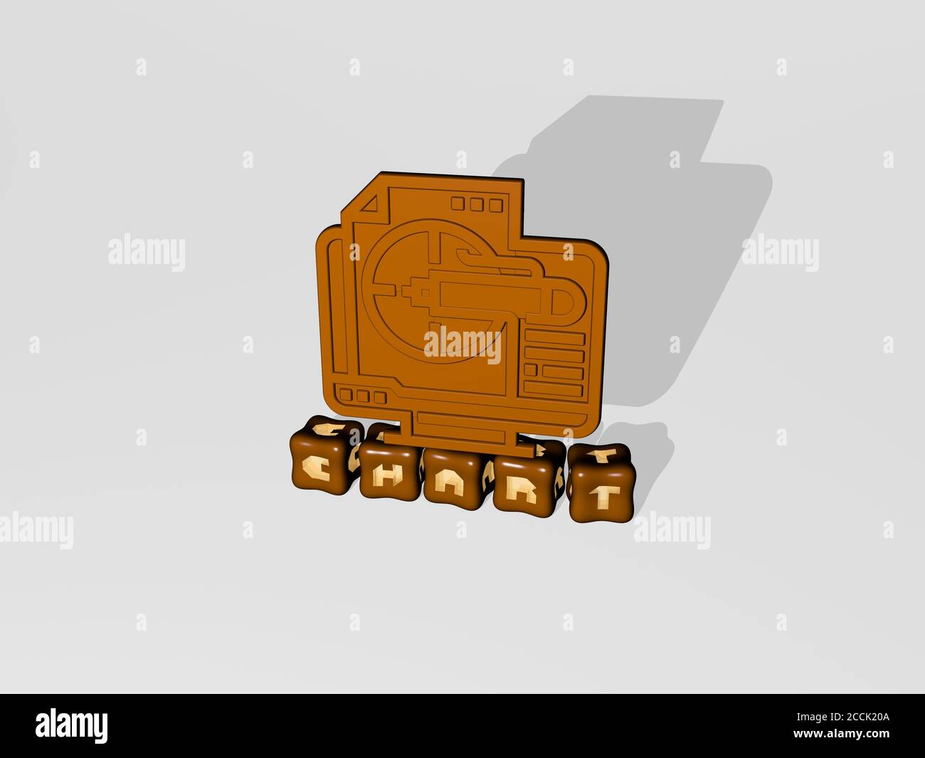 CHART 3D icon object on text of cubic letters, 3D illustration Stock ...