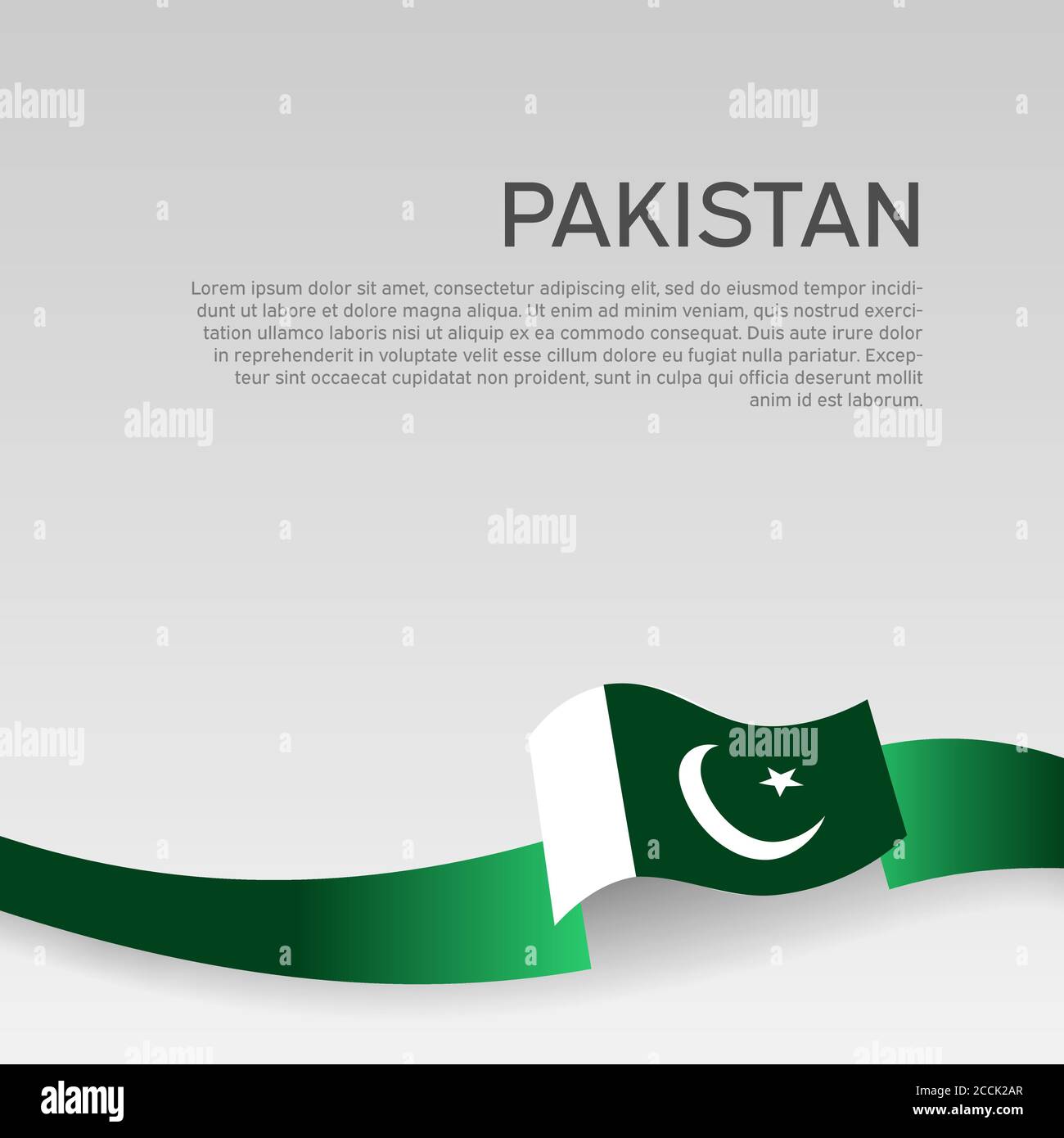 Pakistan flag background. Wavy ribbon colors flag of pakistan on white
