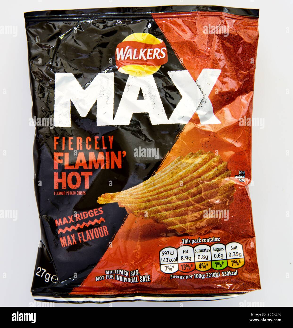 Walkers Max - Fiercely Flamin' Hot crisps Stock Photo