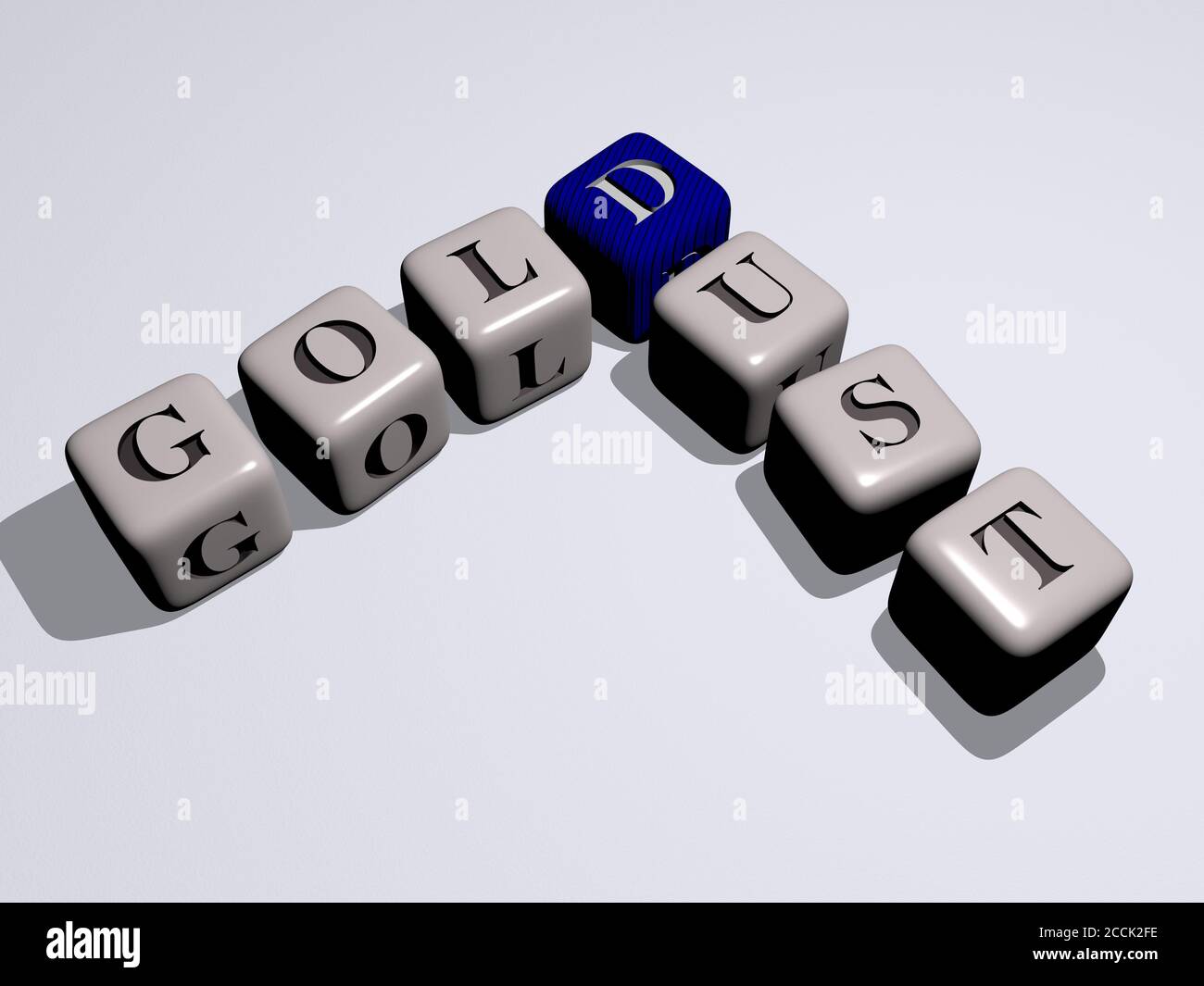 GOLD DUST crossword by cubic dice letters 3D illustration Stock Photo GOLD DUST crossword by cubic dice letters 3D illustration Stock Photo