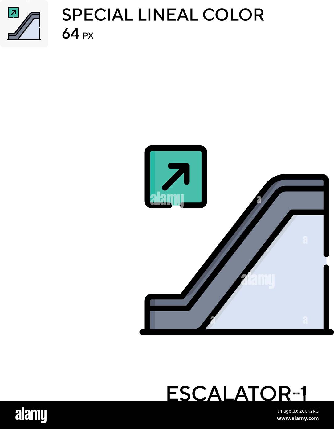 Escalator-1 Special lineal color icon. Illustration symbol design template for web mobile UI element. Perfect color modern pictogram on editable strok Stock Vector