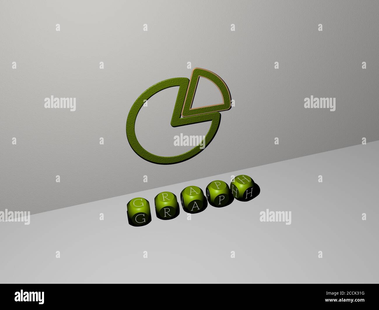 3D representation of GRAPH with icon on the wall and text arranged by ...