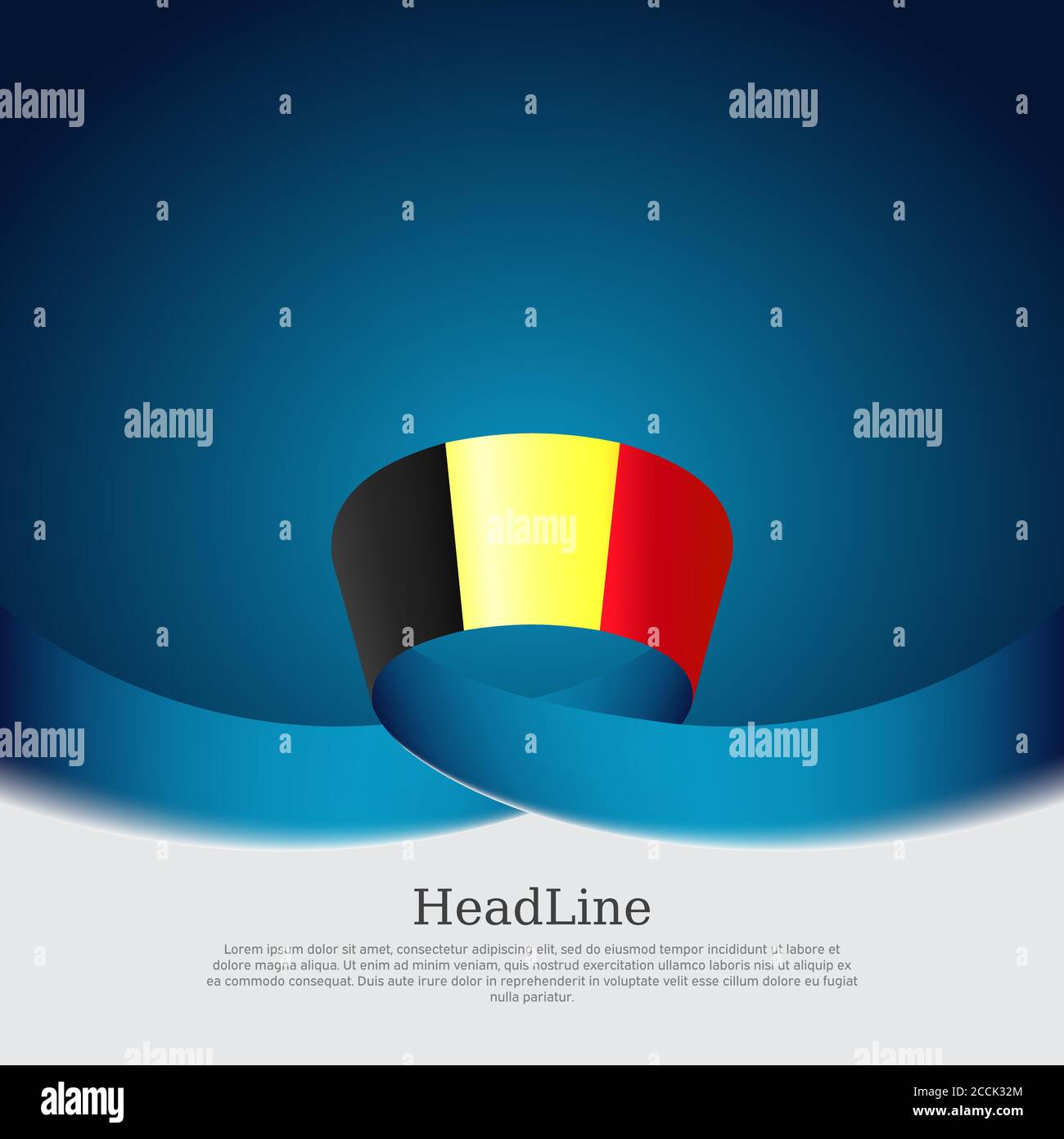 Belgium flag background. Belgium flag with wavy ribbon on a blue white ...