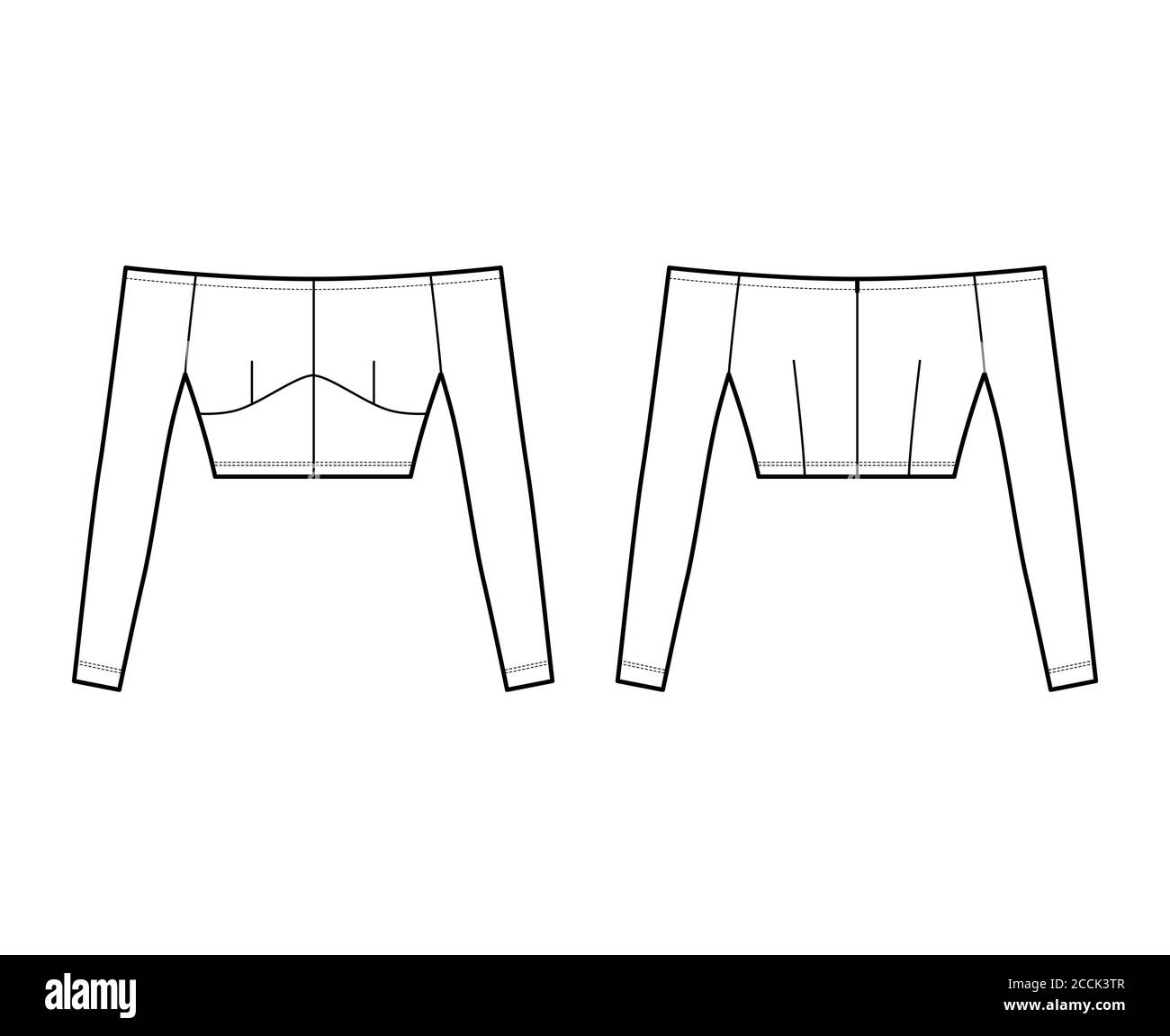 Off-the-shoulder top technical fashion illustration with close fit ...