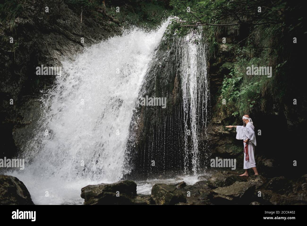 European Yamabushi Monk Doing Takigyo Waterfall Meditation Stock Photo Alamy