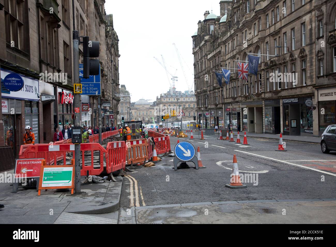 North Bridge, roadworks, Edinburgh, Scotland, UK Stock Photo Alamy