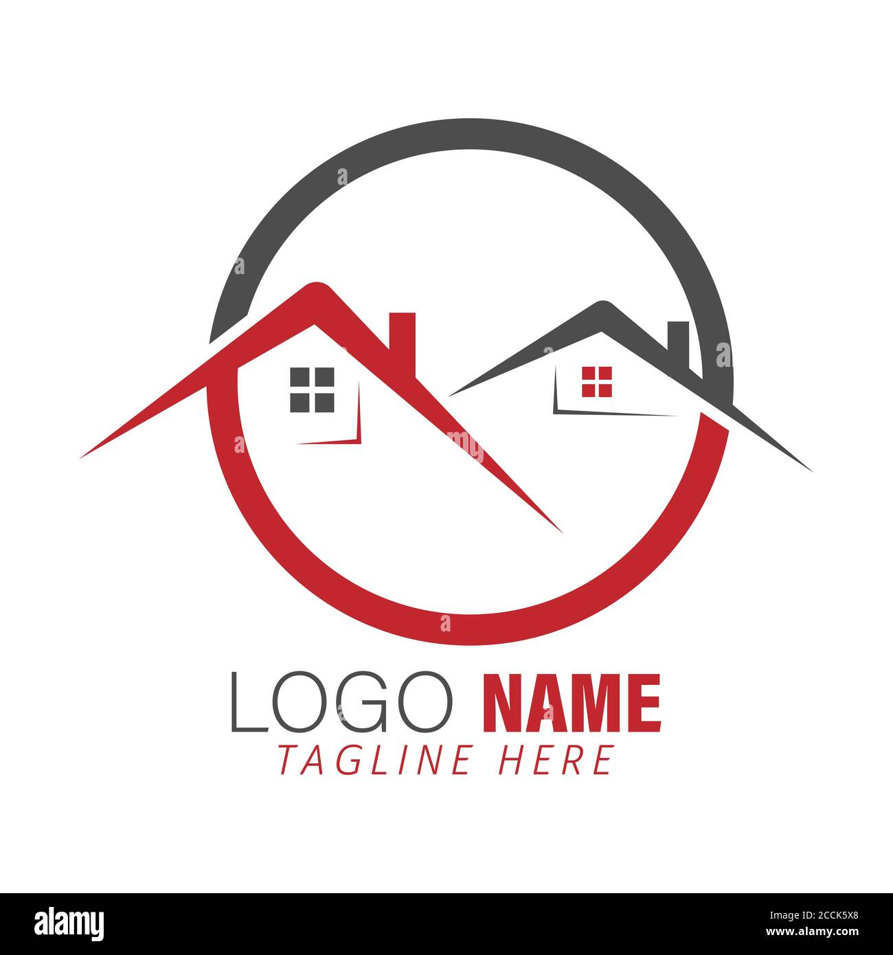 Logo. House and circle. Color vector illustration for logo, sticker or ...