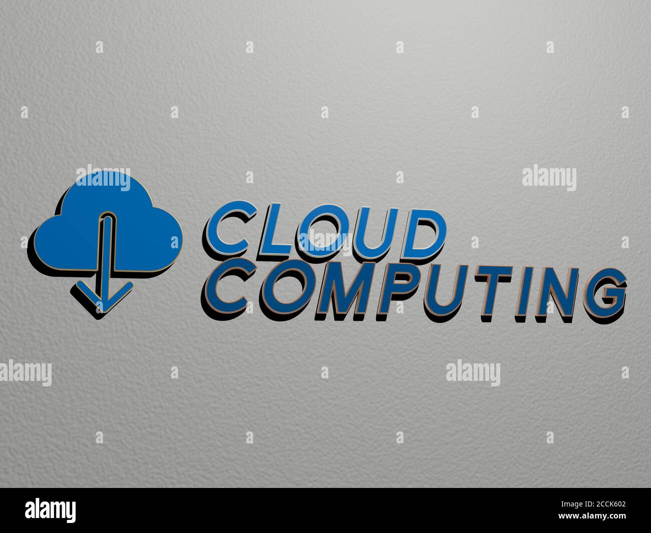 cloud computing icon and text on the wall, 3D illustration Stock Photo ...