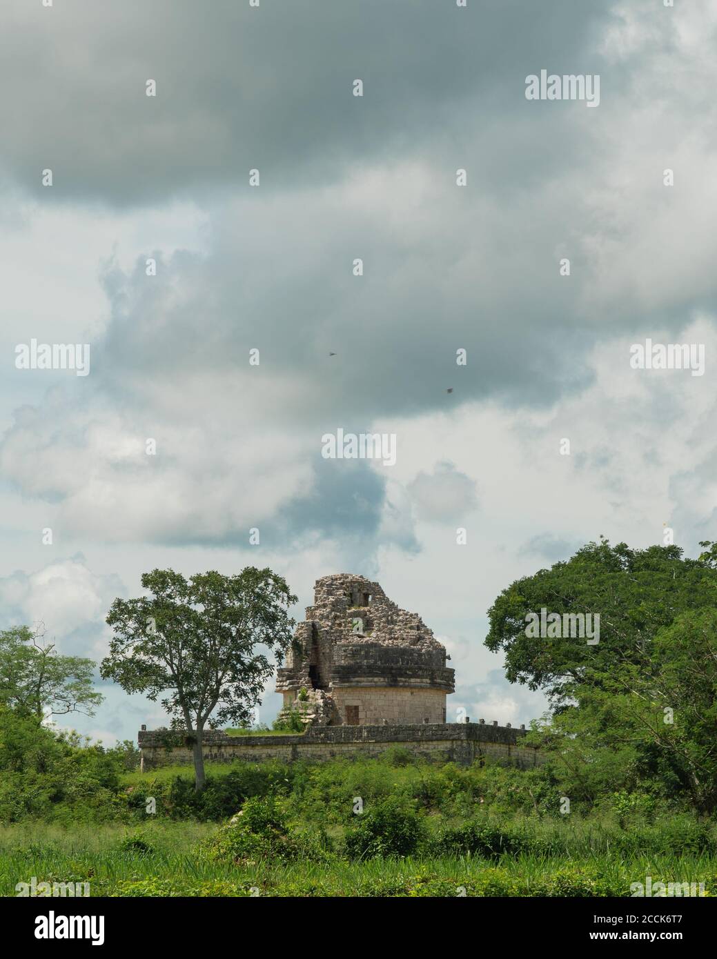 Ancient ruins of Mayan observatory for astronomy Stock Photo