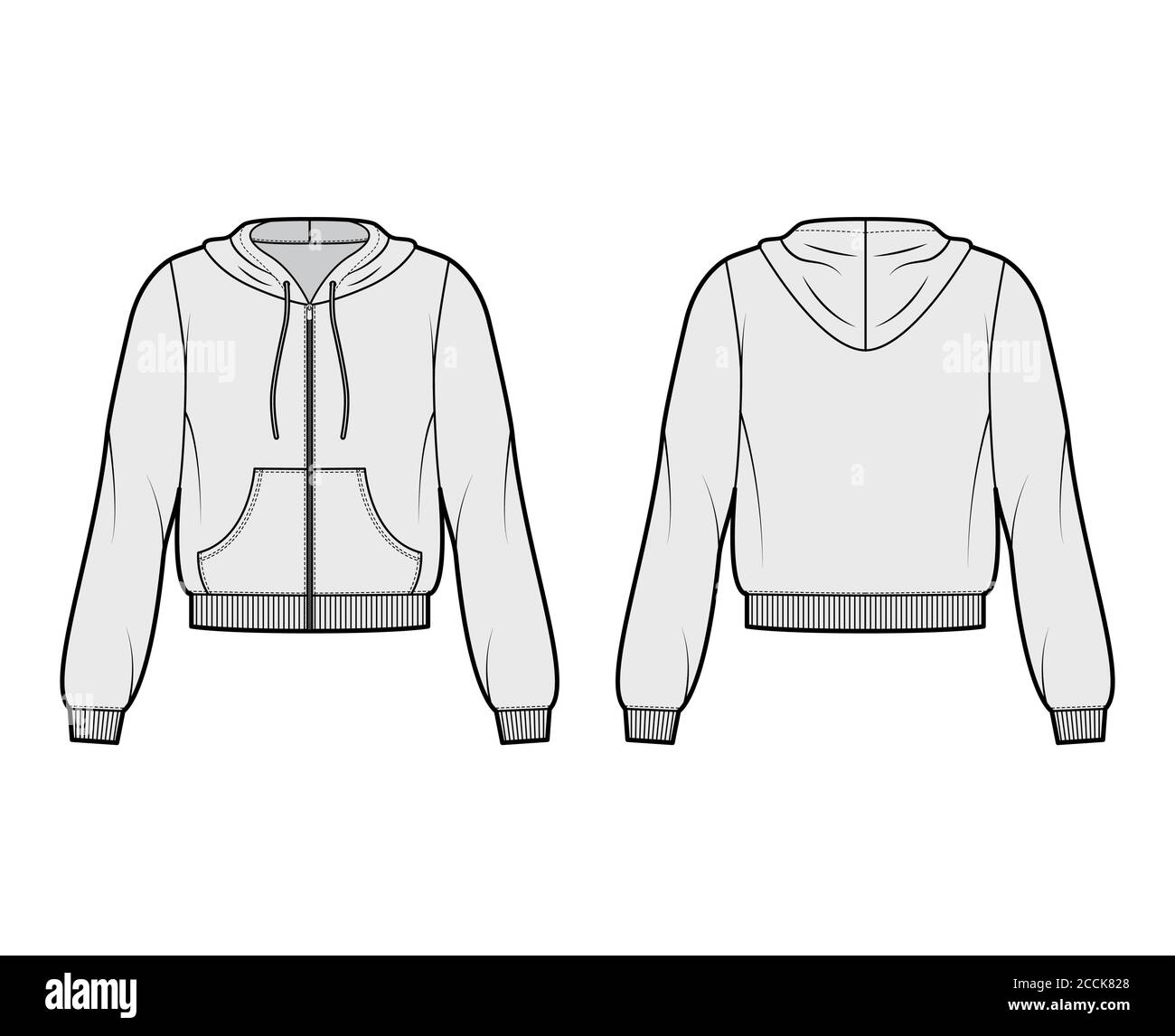 Zip-up cotton-fleece hoodie technical 