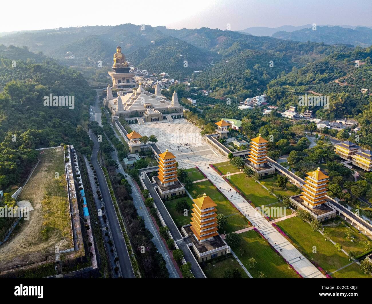 Taiwan, Dashu District, Kaohsiung, Aerial view of Fo Guang Shan Monastery Stock Photo
