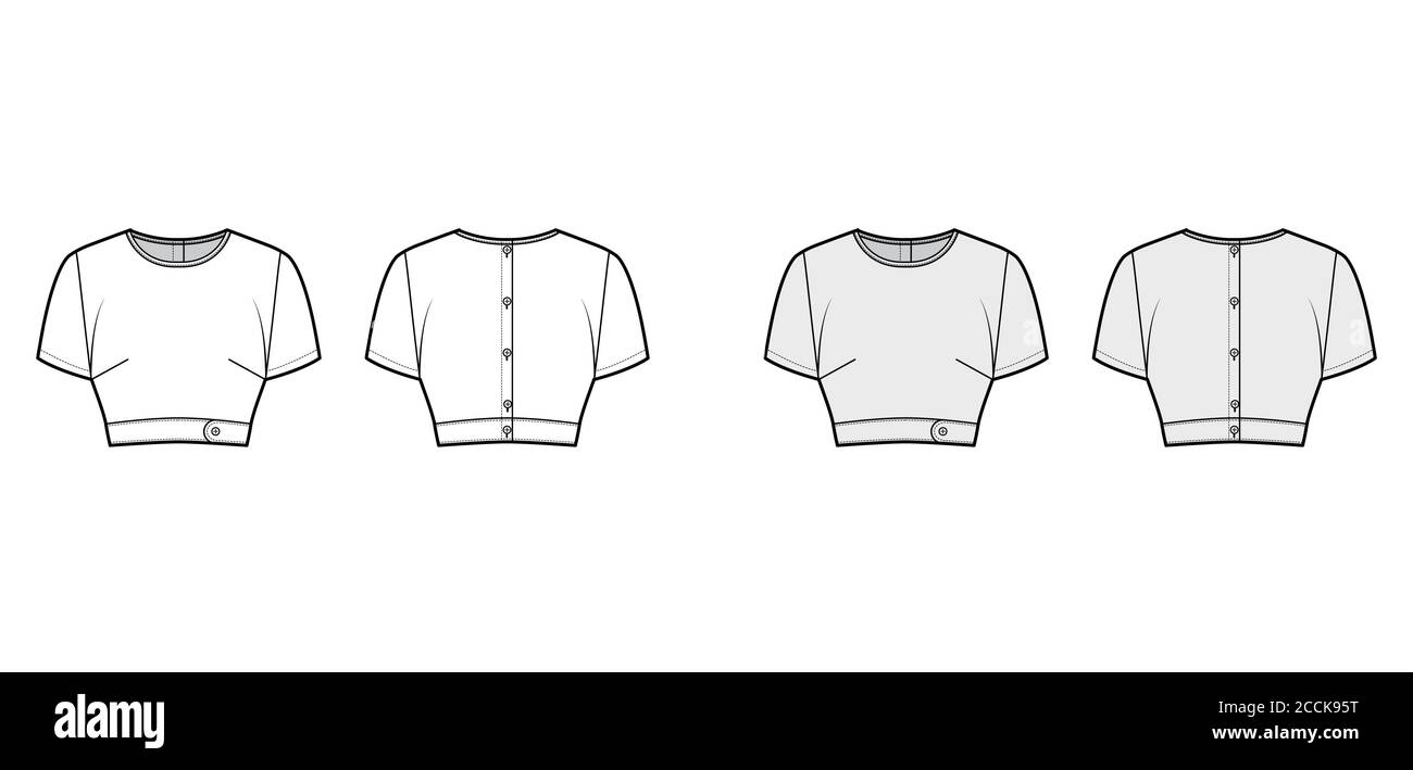 Under bust crop top technical fashion illustration with slim fit