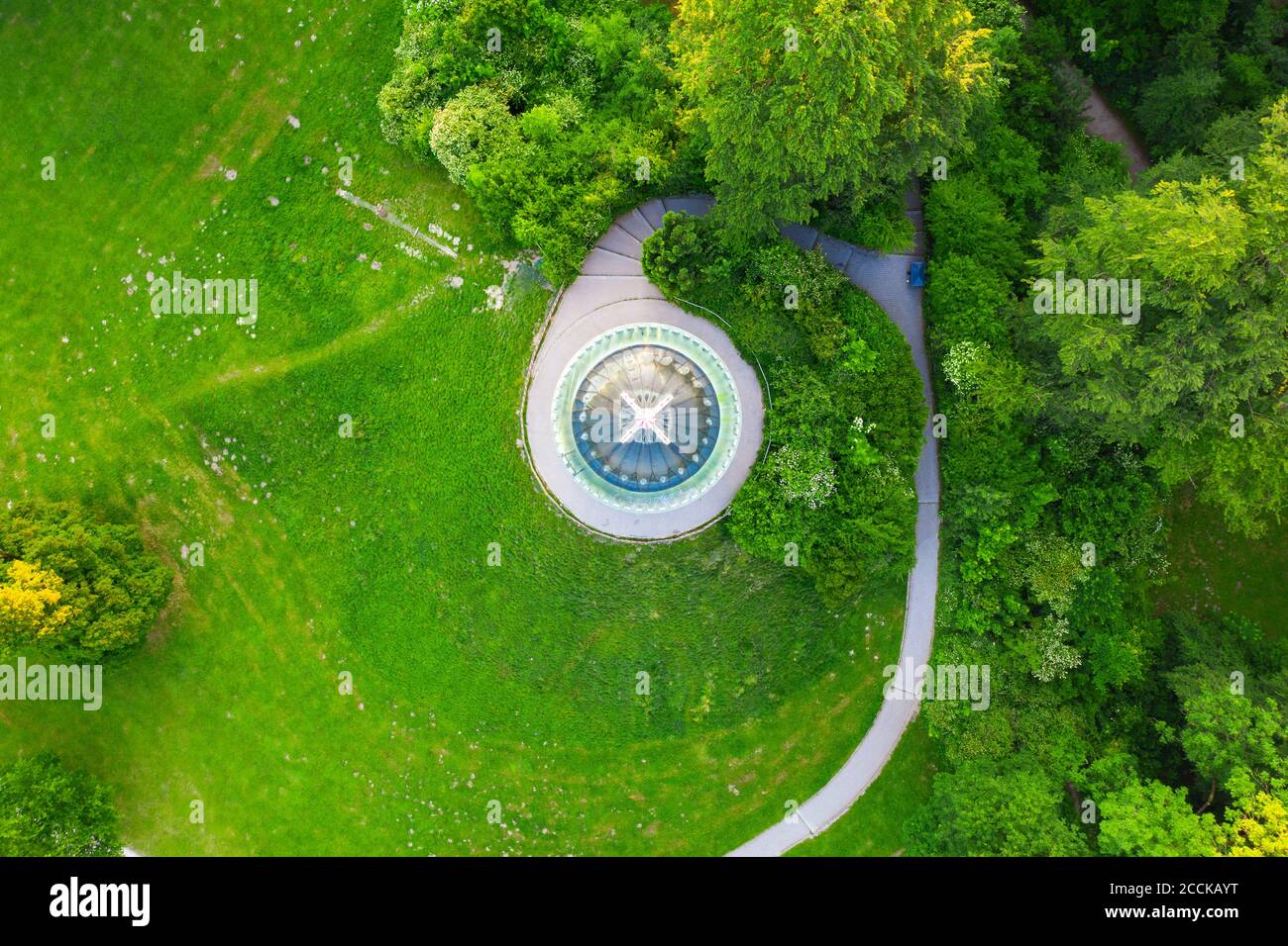 Germany, Bavaria, Munich, Aerial view of Monopteros in English Garden Stock Photo