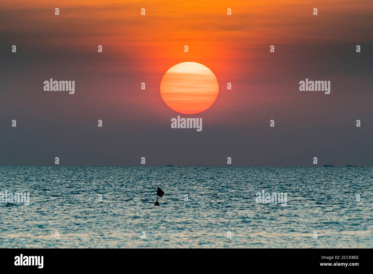 Vietnam, Ong Lang beach, Ong Lang beach, Sun setting above sea Stock Photo