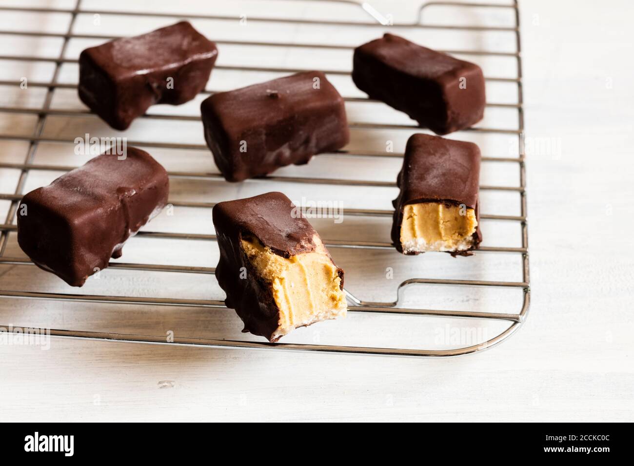 Chocolate bars with pumpkin flavor, sugar-free Stock Photo