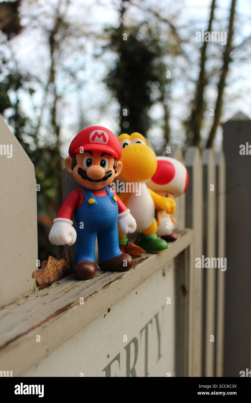 Super Mario Bros on Picket Fence Stock Photo