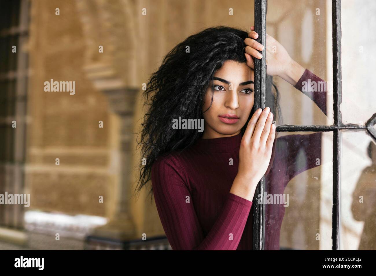 Portrait of young black haired woman Stock Photo