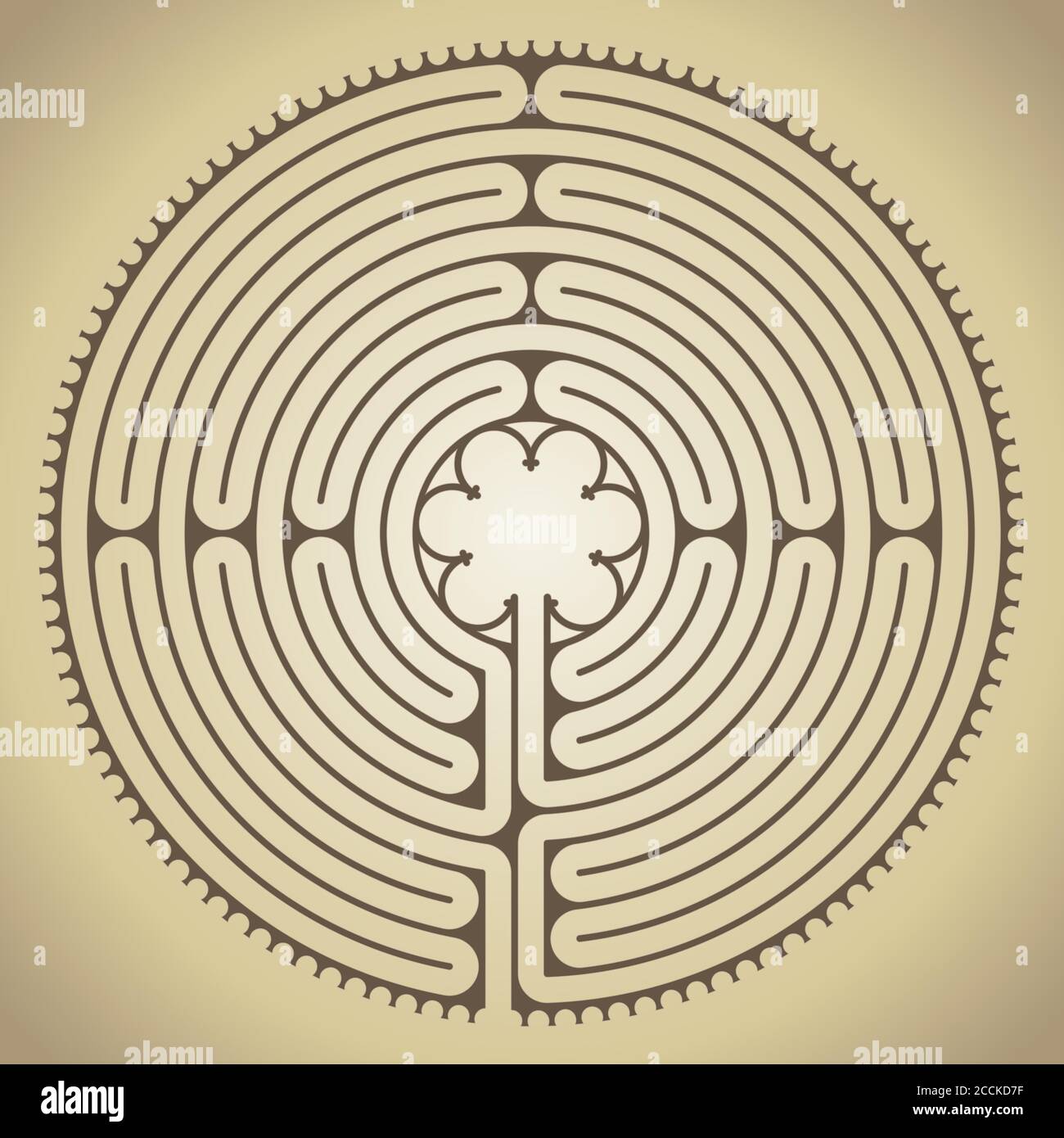 Labyrinth of the cathedral of Chartres, France, vector illustration Stock Vector