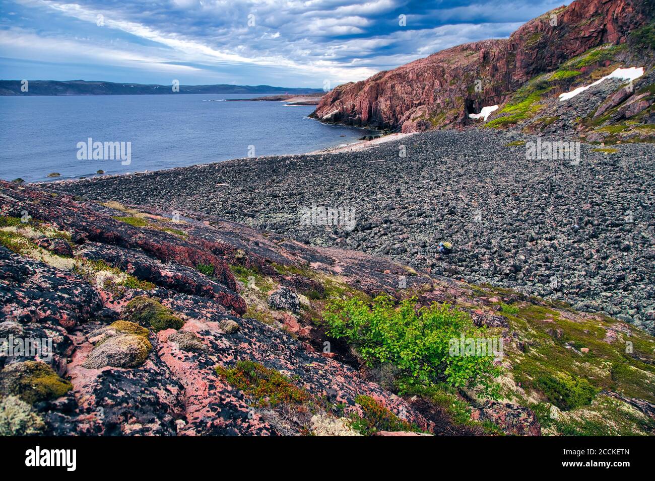 Cliffs and rocky beach of Barents Sea Stock Photo