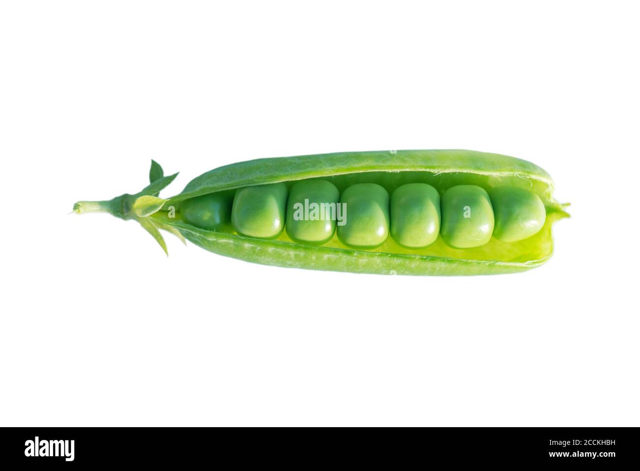 Fresh green peas with beans isolated on white background. Sweet peas in