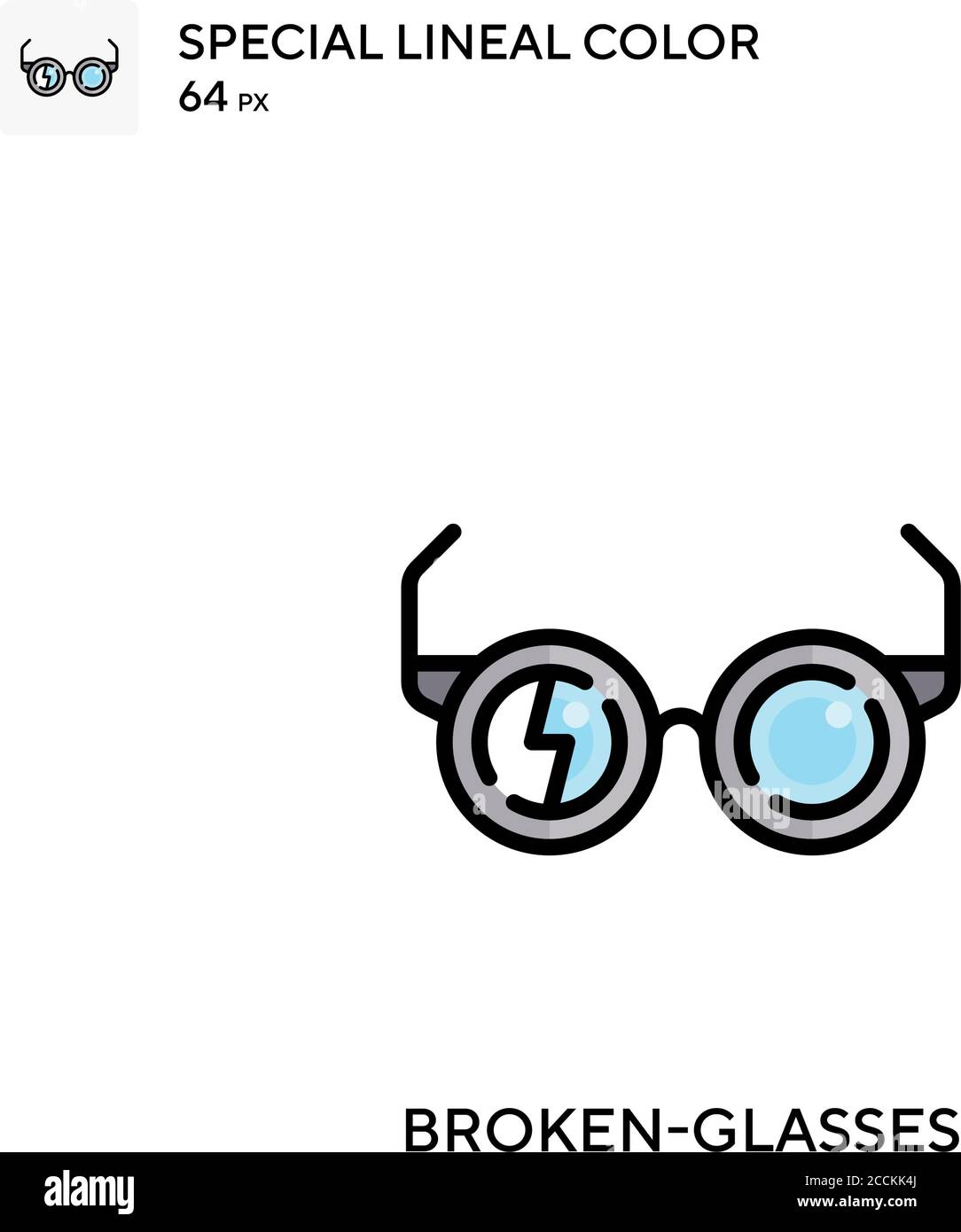 Broken-glasses Special lineal color icon. Illustration symbol design template for web mobile UI element. Perfect color modern pictogram on editable st Stock Vector