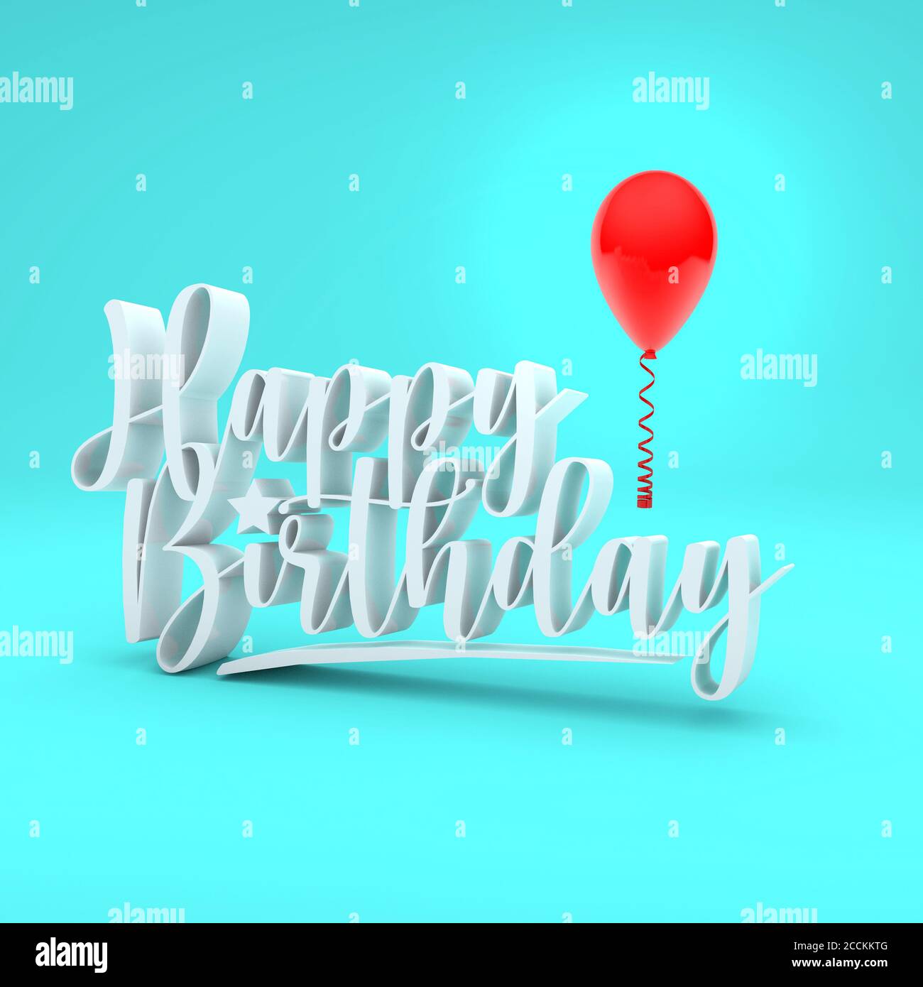 3d illustration render concept of a happy birthday papercut on a white background Stock Photo