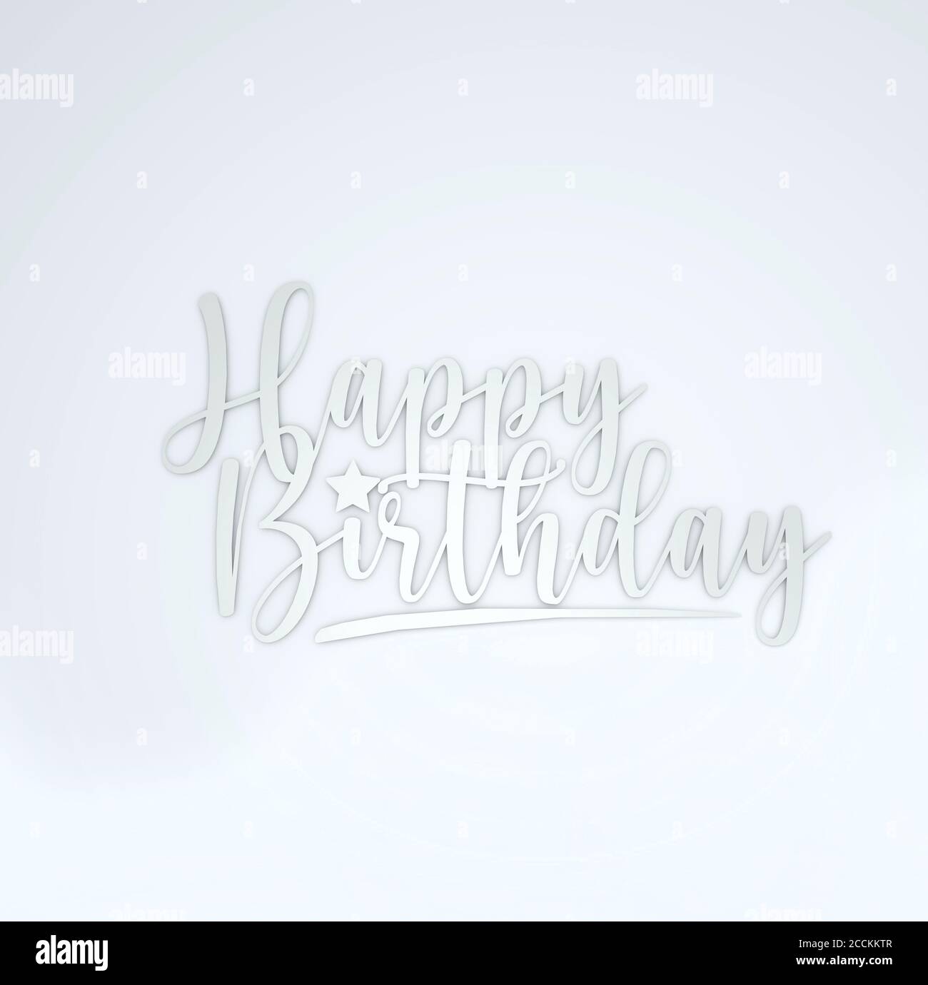 3d illustration render concept of a happy birthday luxury  paper cut on a white blue background Stock Photo