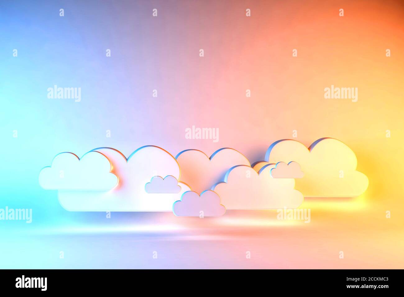 3d illustration render concepts of CLOUDS ON A RAINBOW background Stock Photo