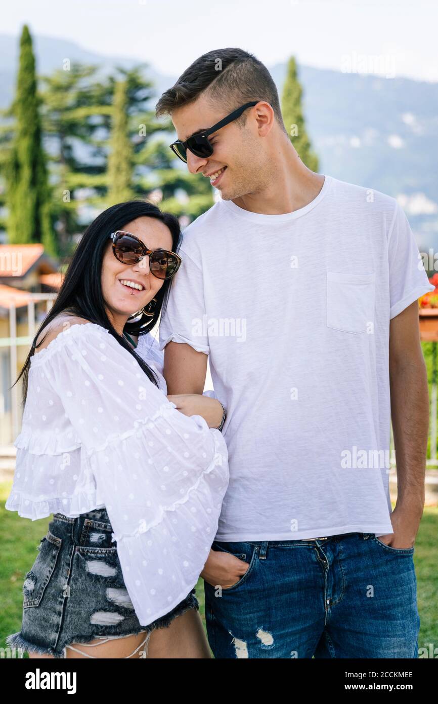 Emotional young couple glasses hi-res stock photography and images - Alamy