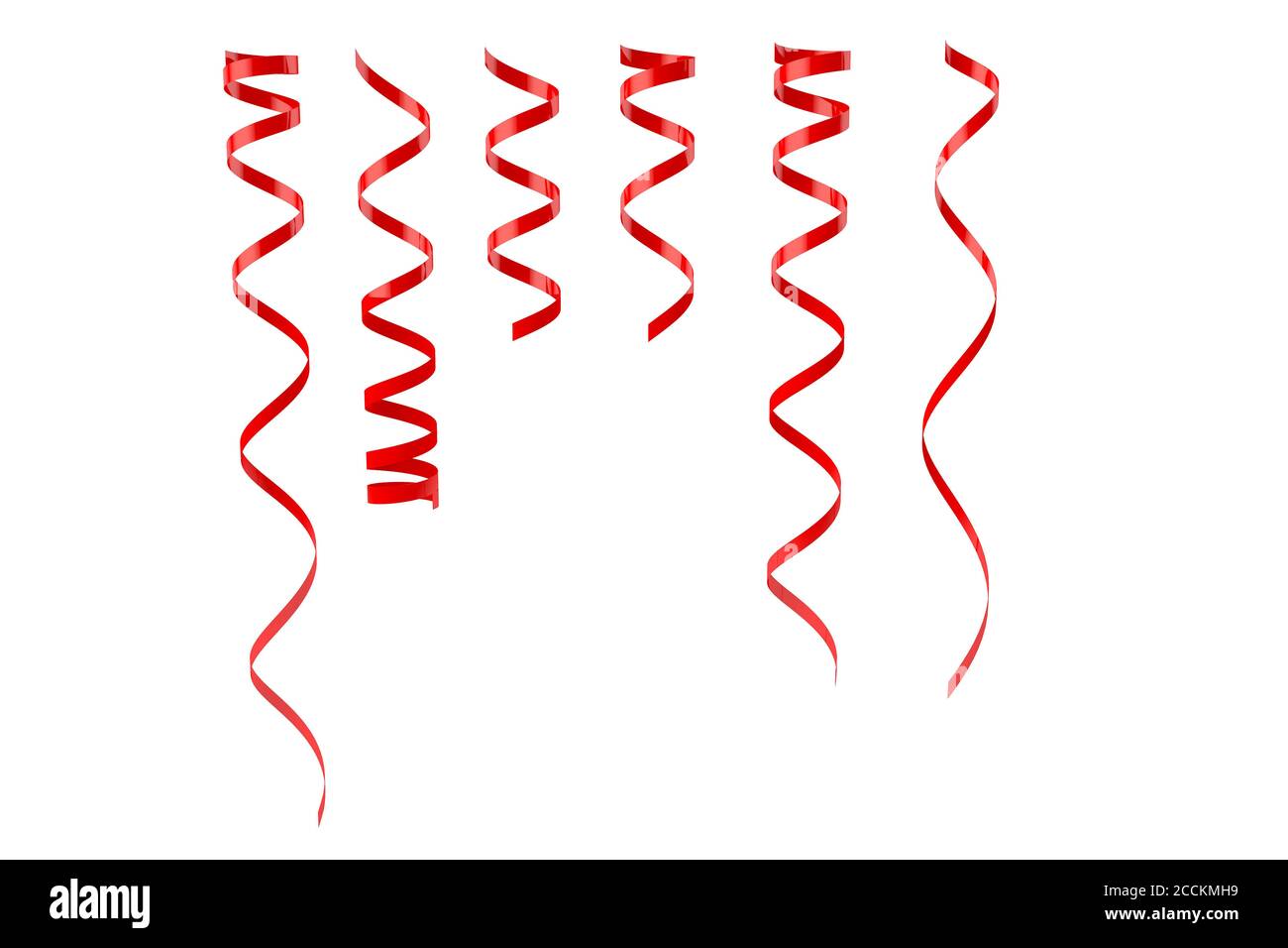 3d illustration render concepts of red streamers isolated on a white