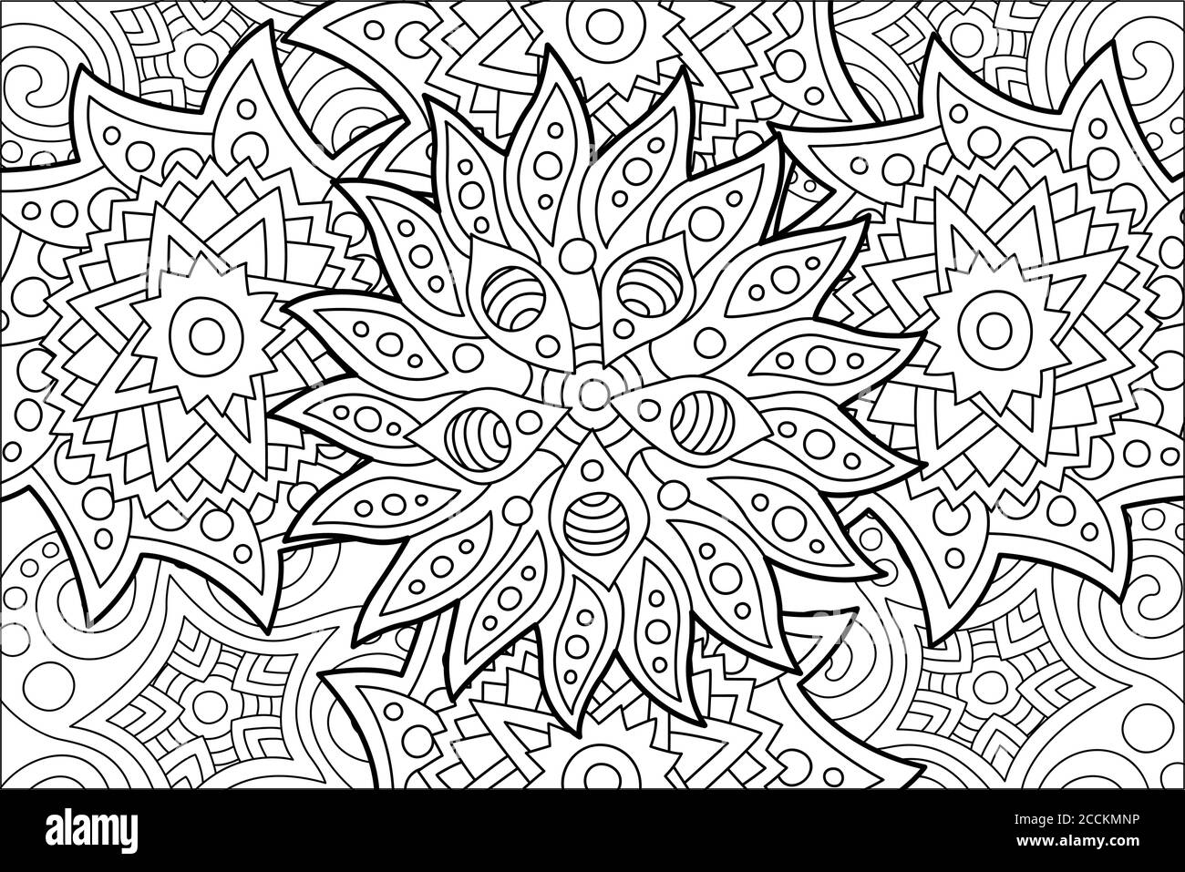 Beautiful coloring book page with abstract pattern on white background