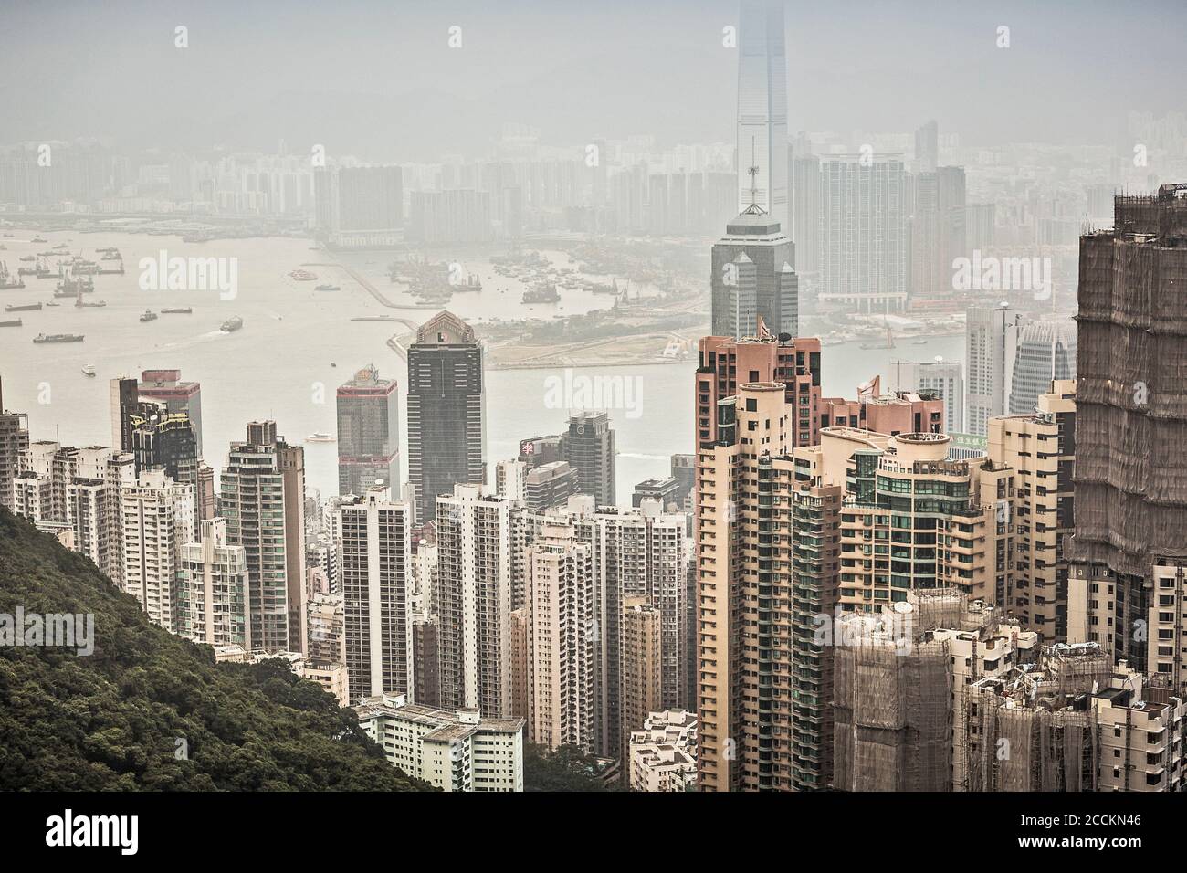Skyline of Hong Kong from Victoria Peak, Hong Kong, China Stock Photo
